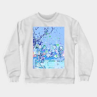 Blue Floral Impression Vintage Crewneck Sweatshirt